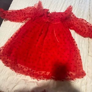 Red sheer arm baby dress